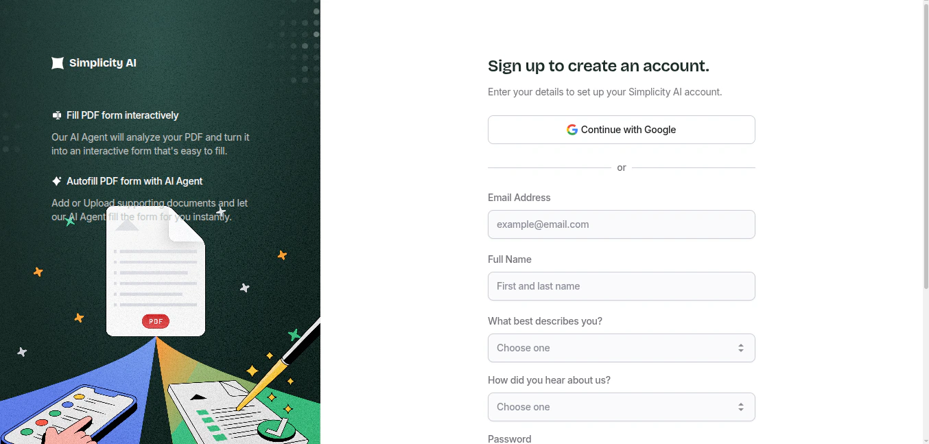 API key generation screen