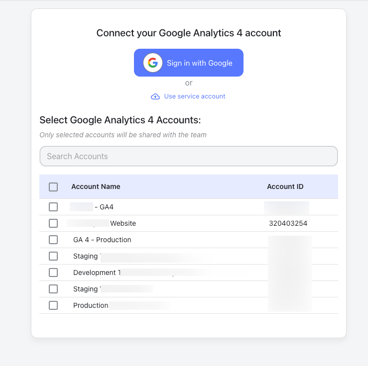 Onboarding account selection
