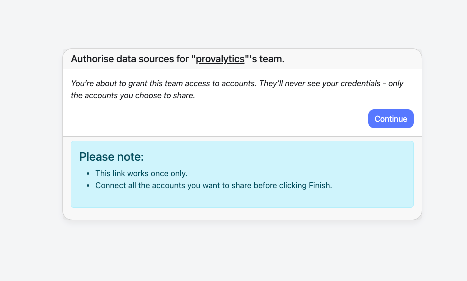Onboarding authorize data sources