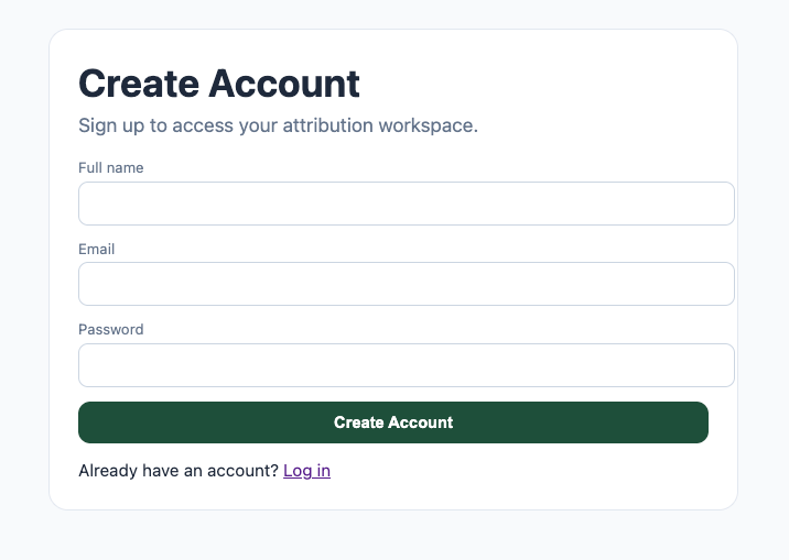 Onboarding create account