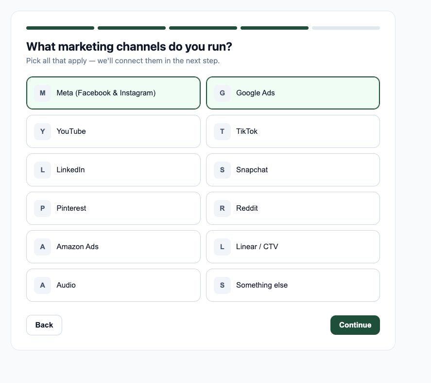Onboarding marketing channels