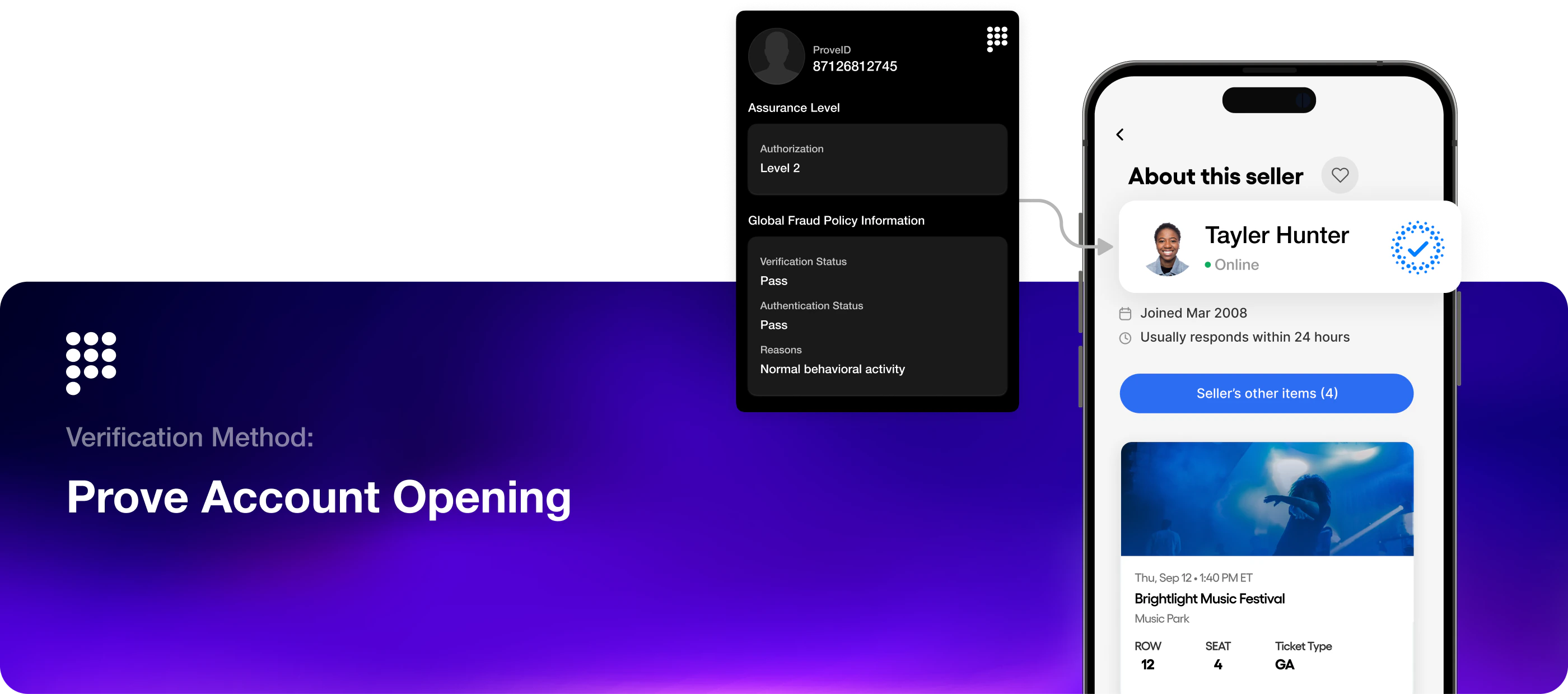 Prove Account Opening banner showing identity verification workflow