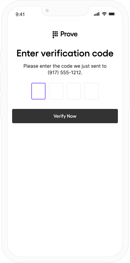 OTP entry screen for mobile authentication