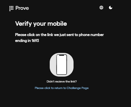 Screenshot of Prove Pre-Fill demo screen showing simulated Instant Link process