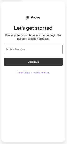 Mobile Number Collection Page screenshot