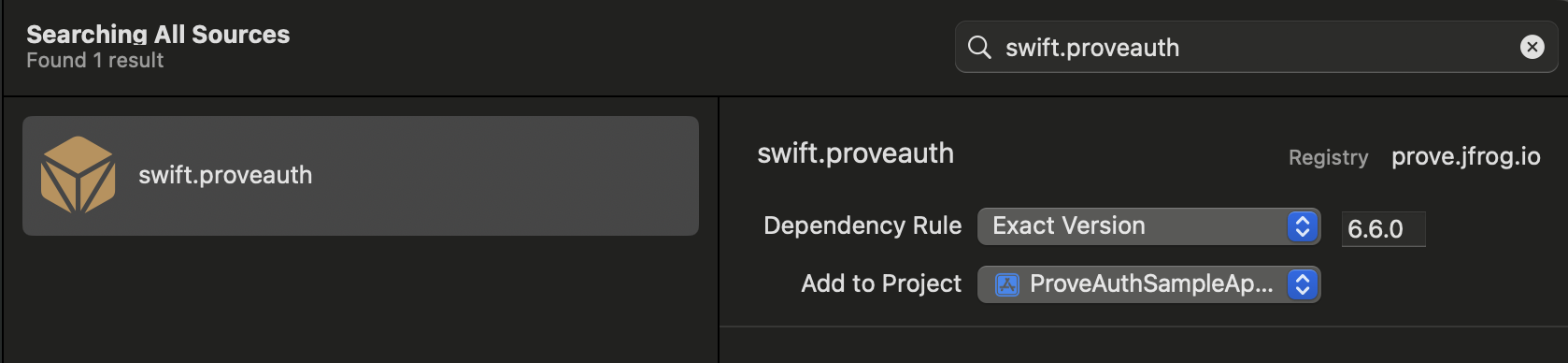 Xcode Package Search Interface