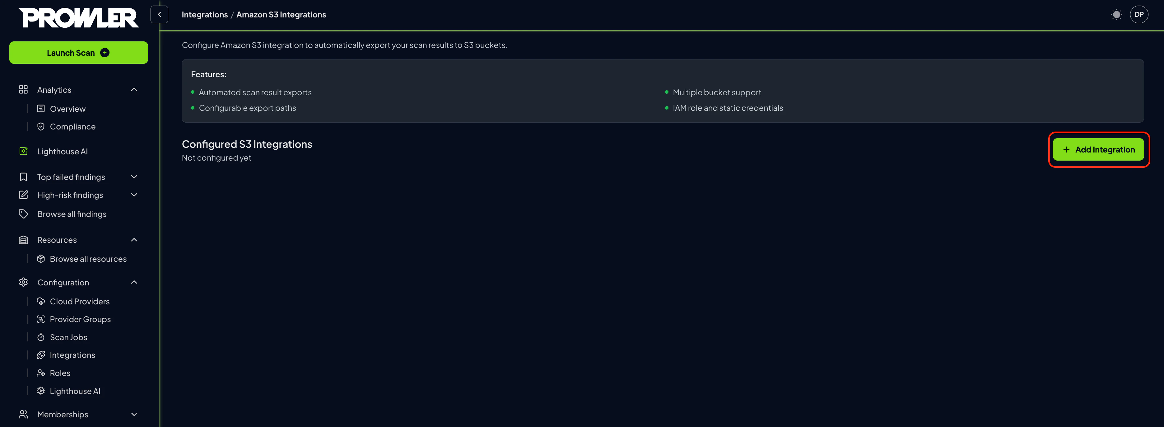 Add integration button