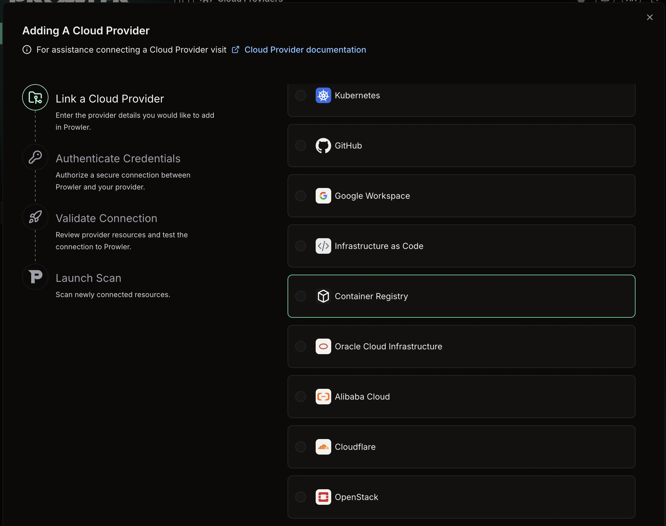 Select Container Registry