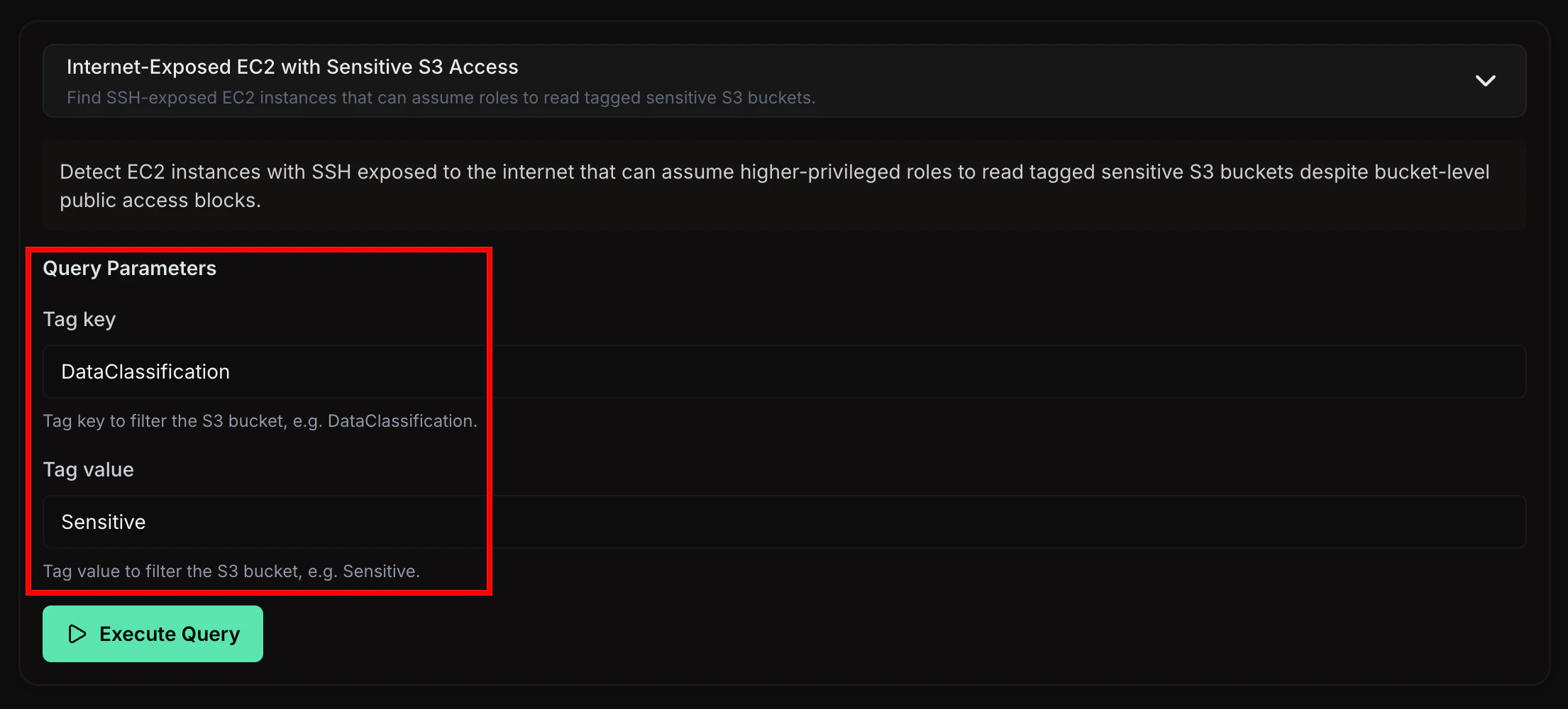 Attack Paths query parameter form with fields