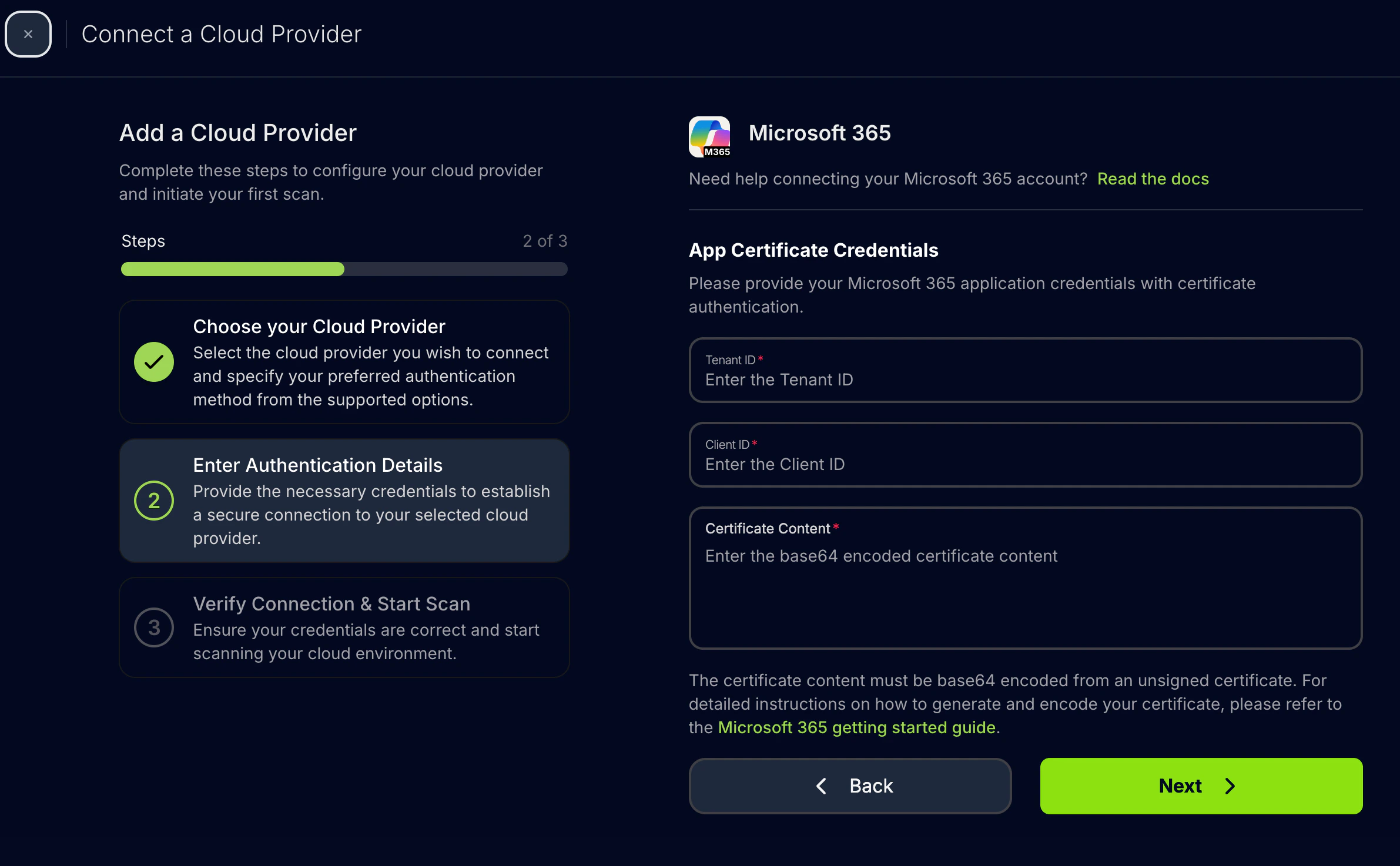 M365 certificate authentication form