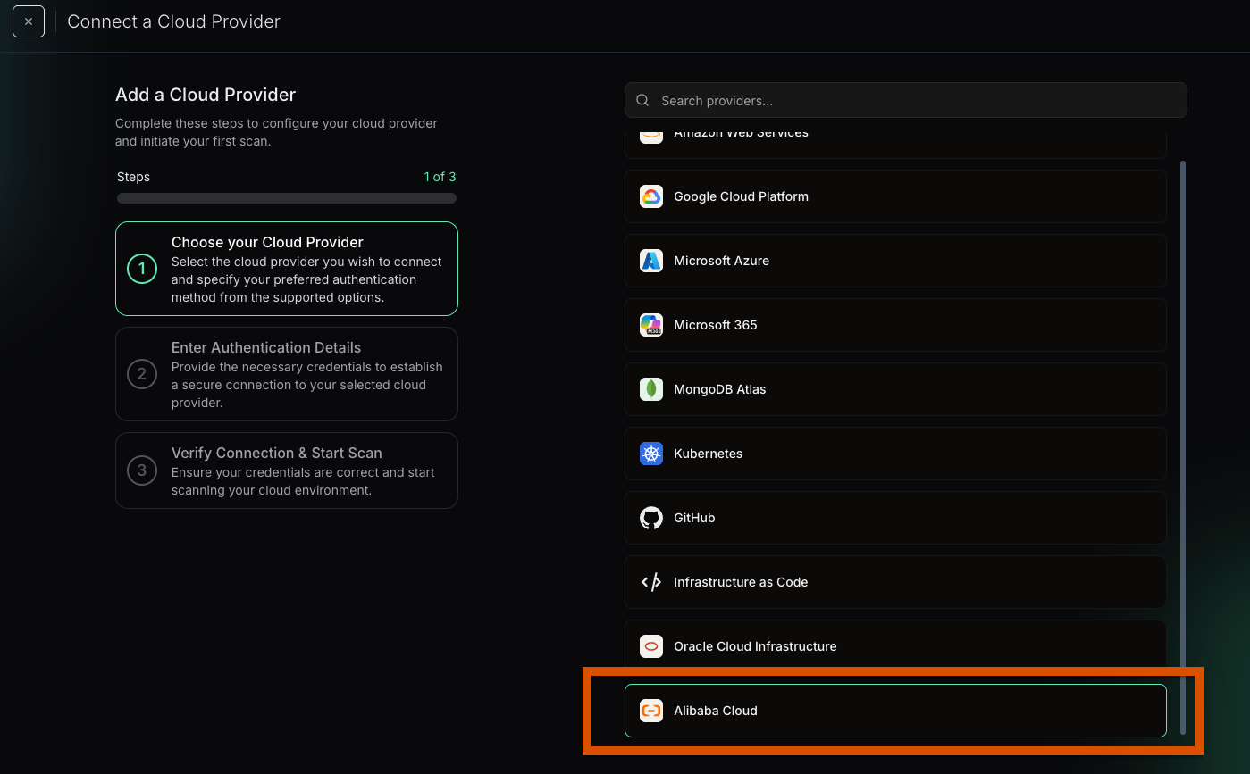 Select Alibaba Cloud