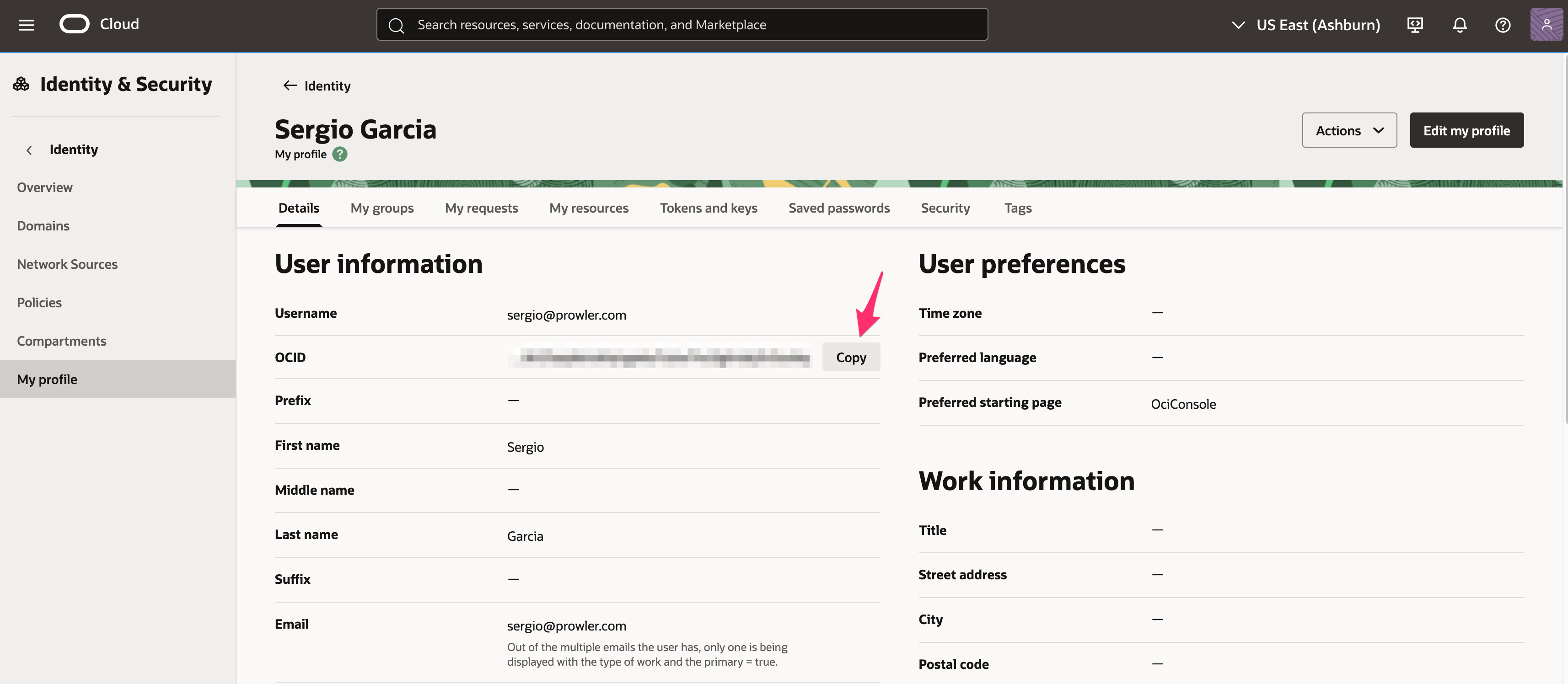 Get User OCID from OCI Console