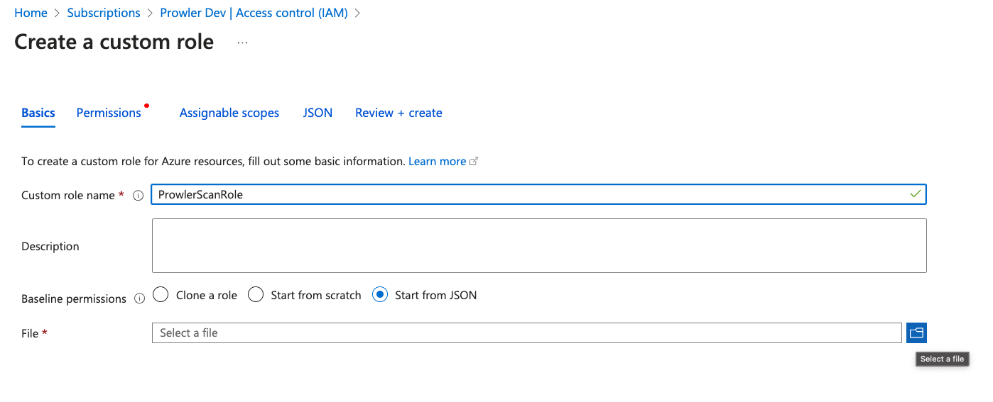 Add custom role via JSON