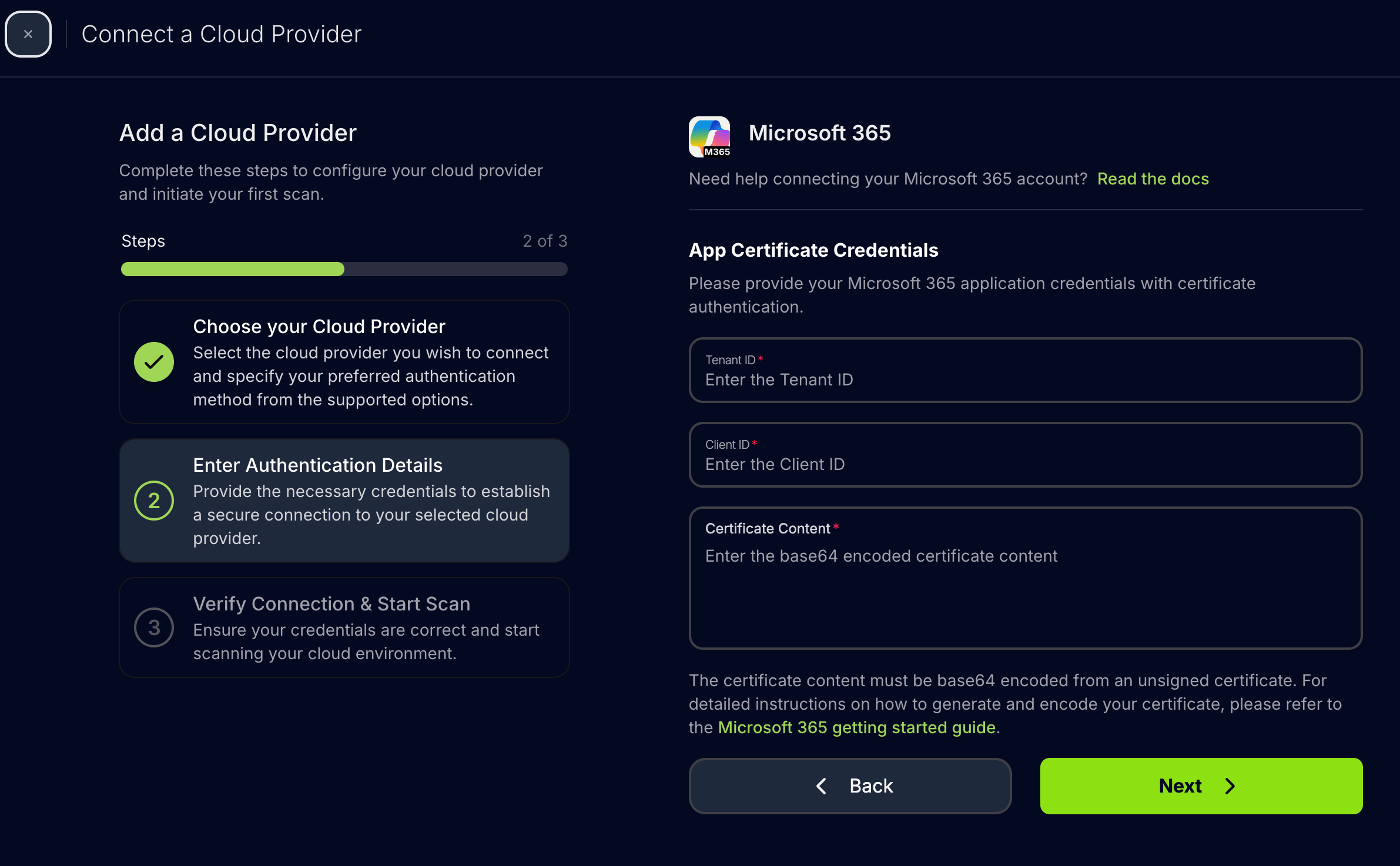 M365 certificate authentication form