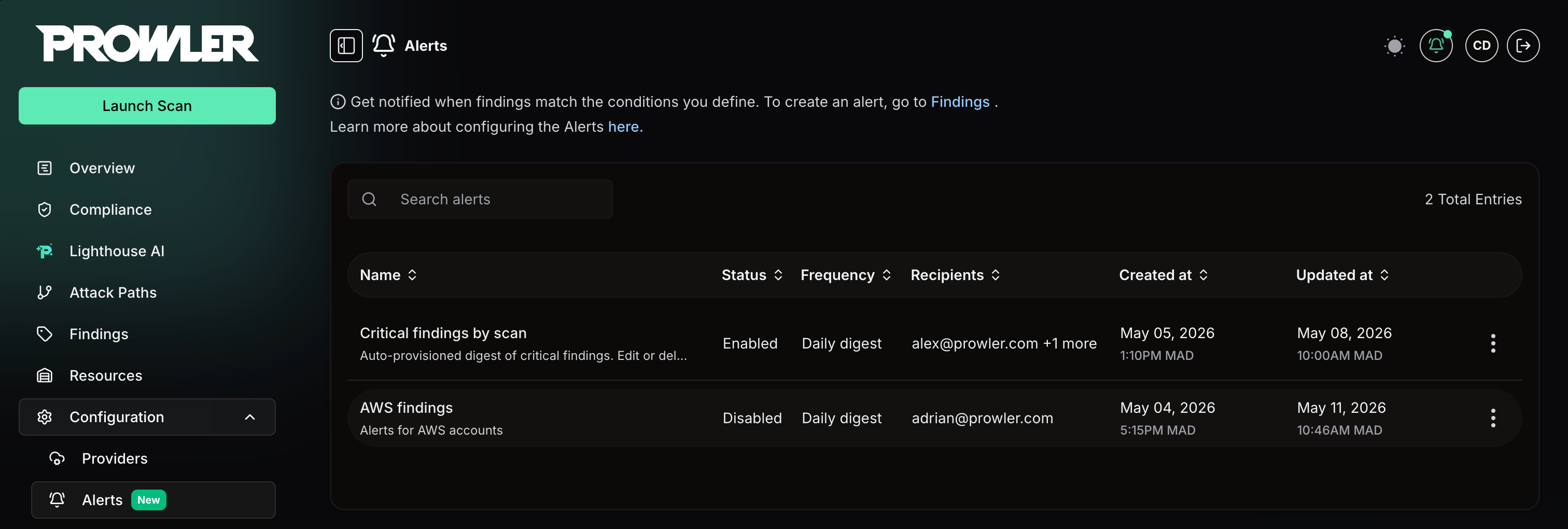 Alerts List