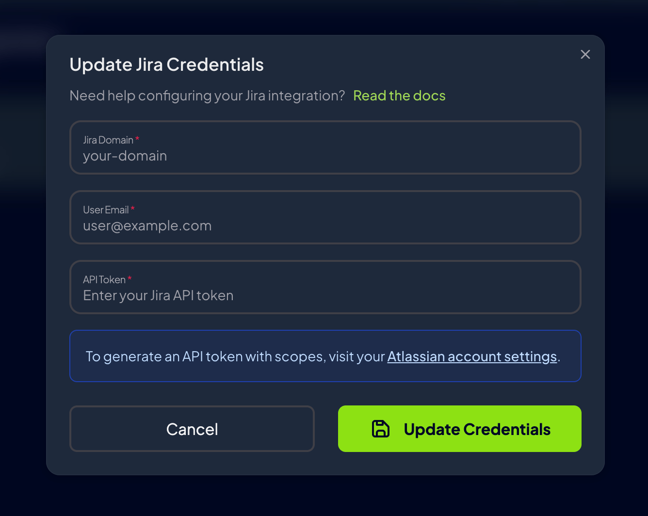 Connection settings