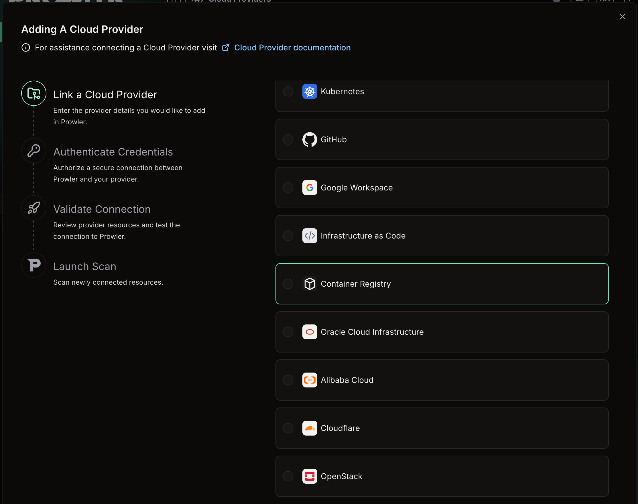 Select Container Registry