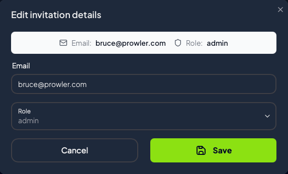Invitation edit details