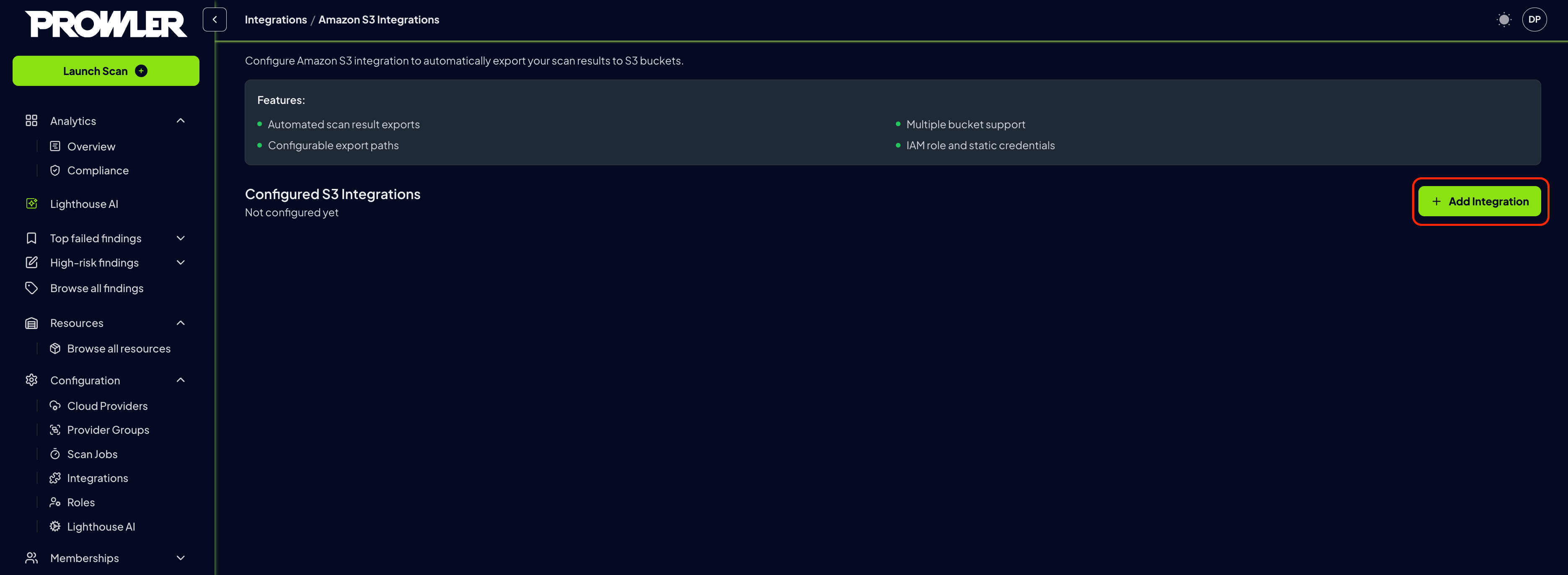 Add integration button