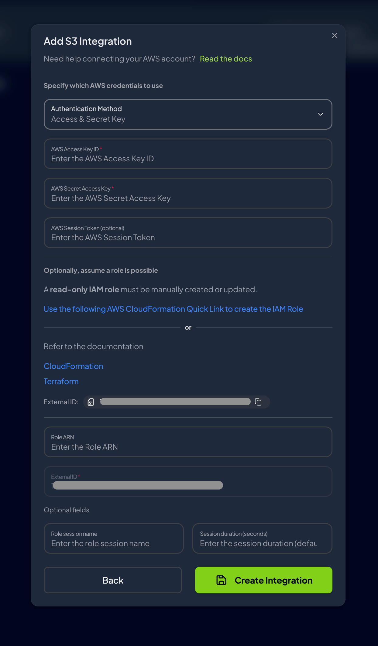 Credentials configuration
