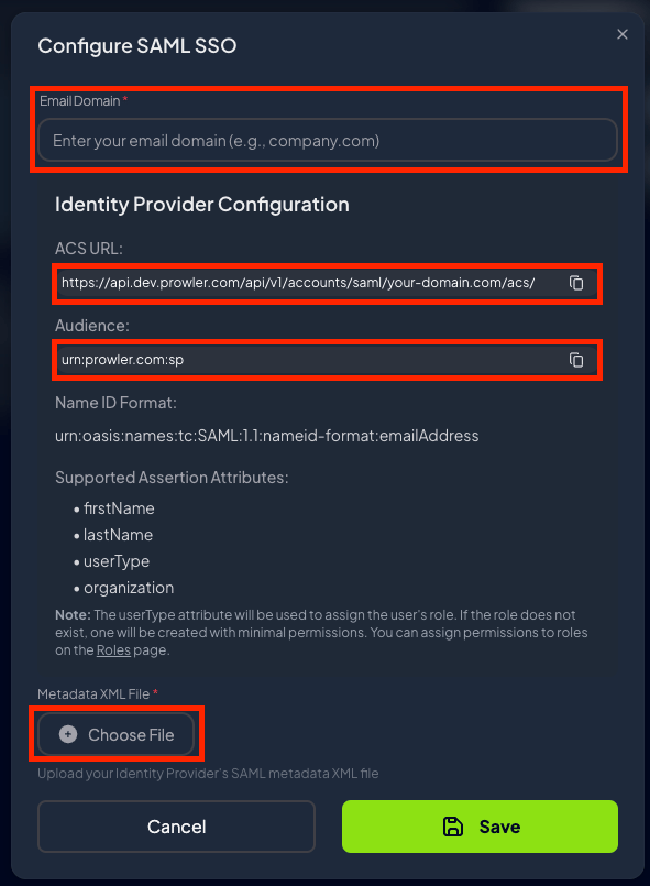 Configure Prowler with IdP Metadata