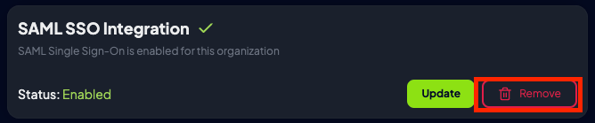 Remove SAML configuration