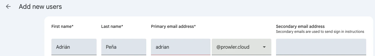 Add new user form