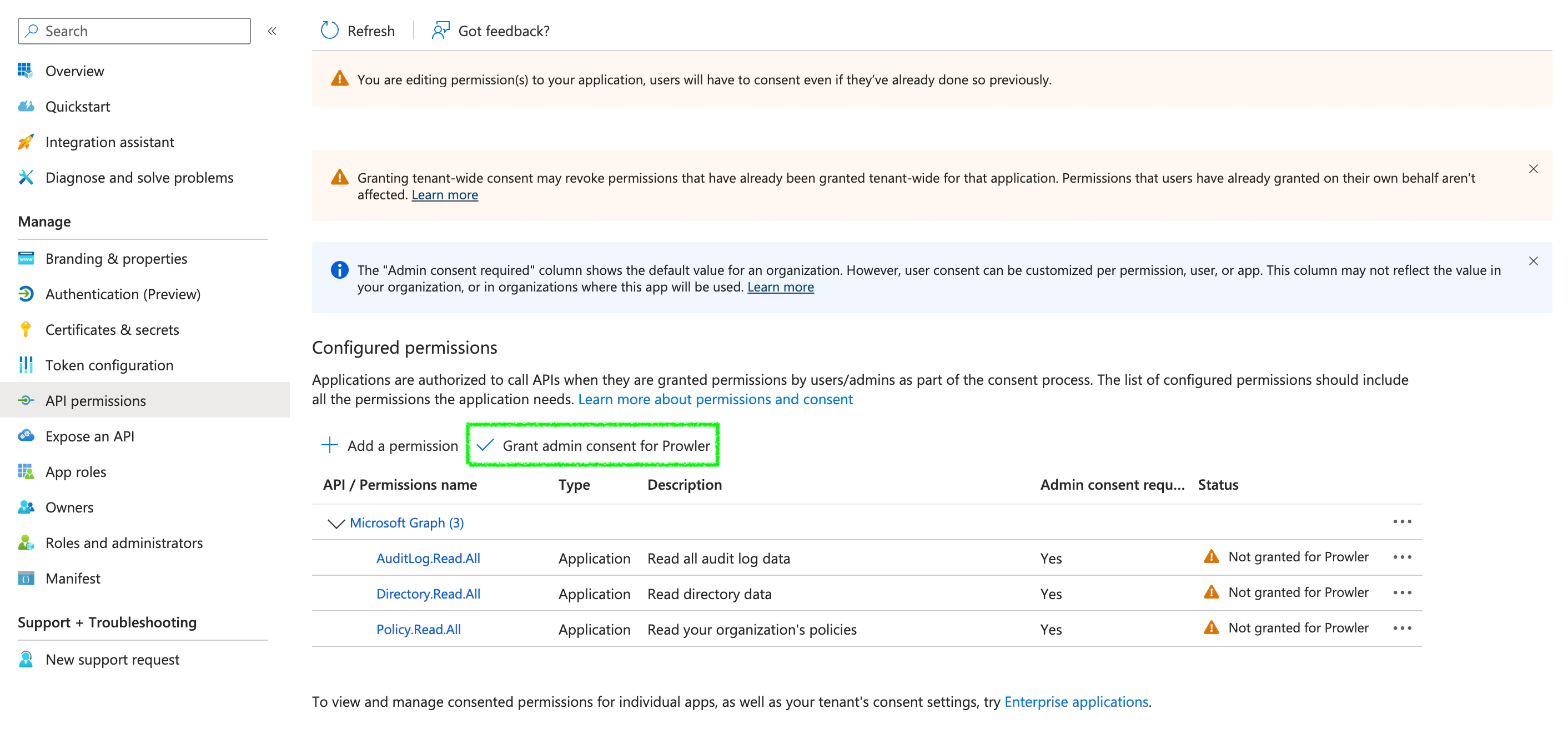 Grant Admin Consent