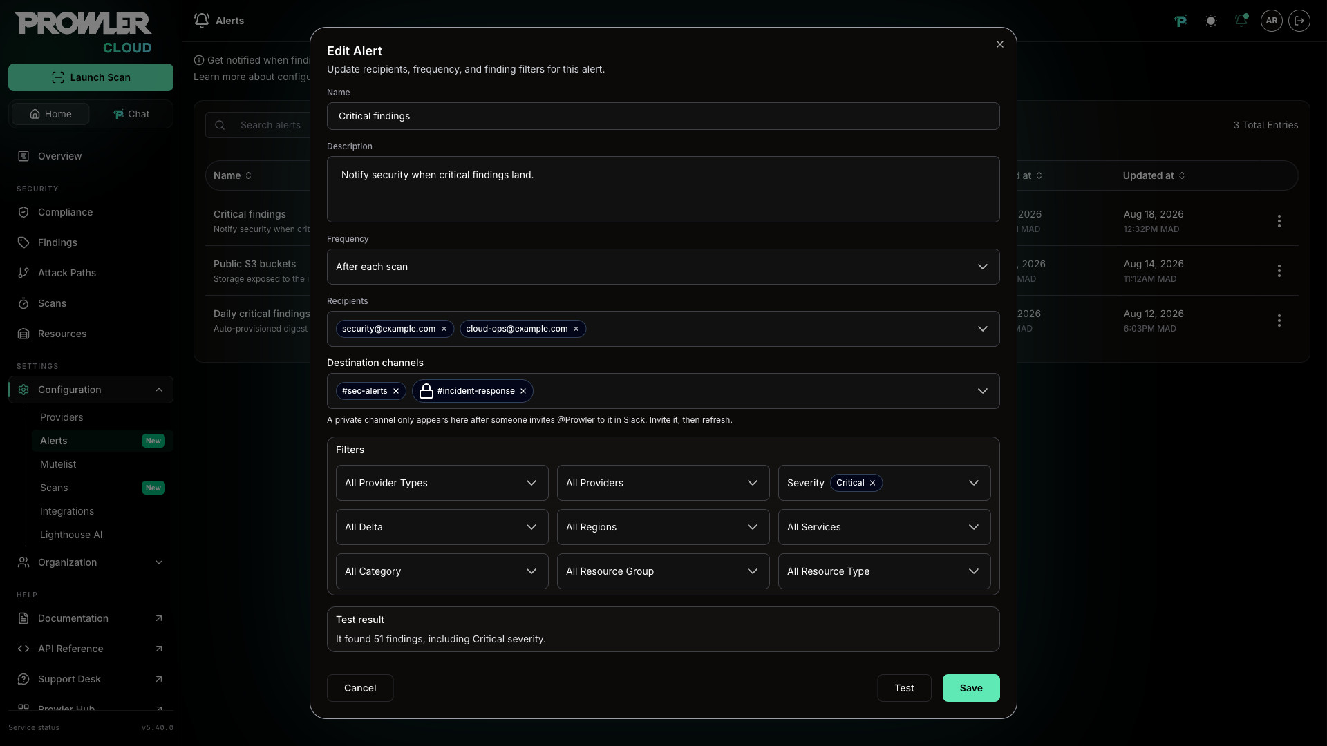 Edit Alert Test Result