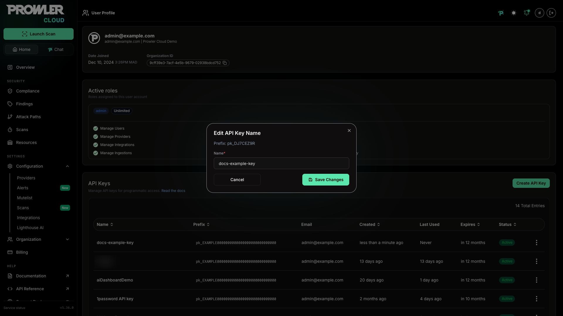 Update API key name