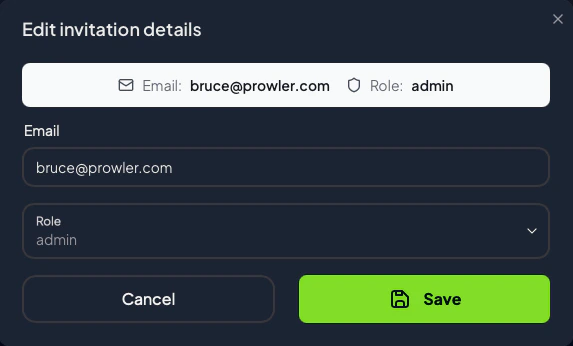 Invitation edit details