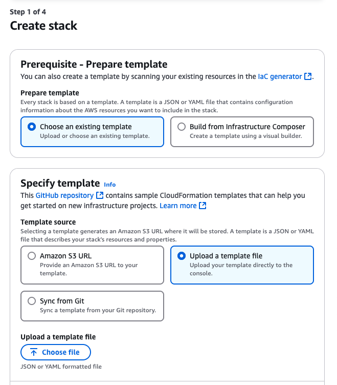 Upload a template file