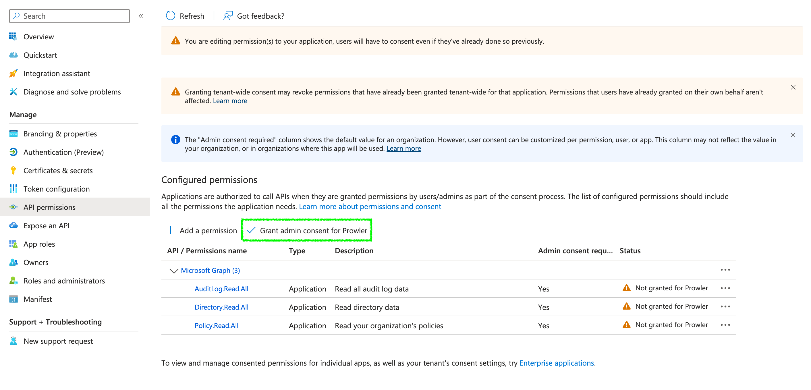 Grant Admin Consent