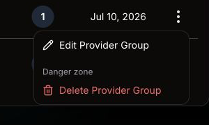 Edit Provider Group action