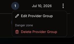 Edit Provider Group action