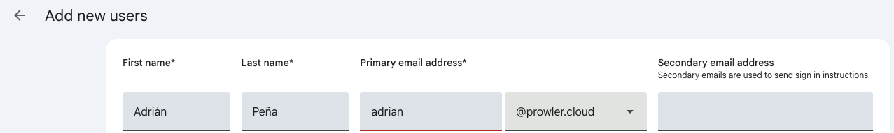 Add new user form