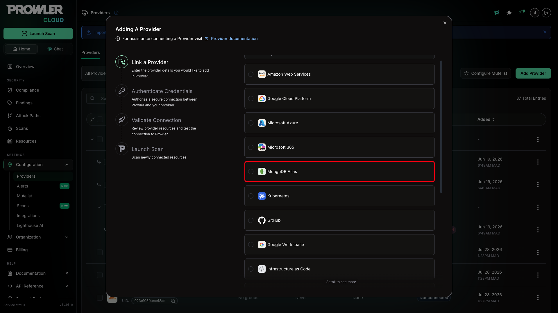 Add provider list