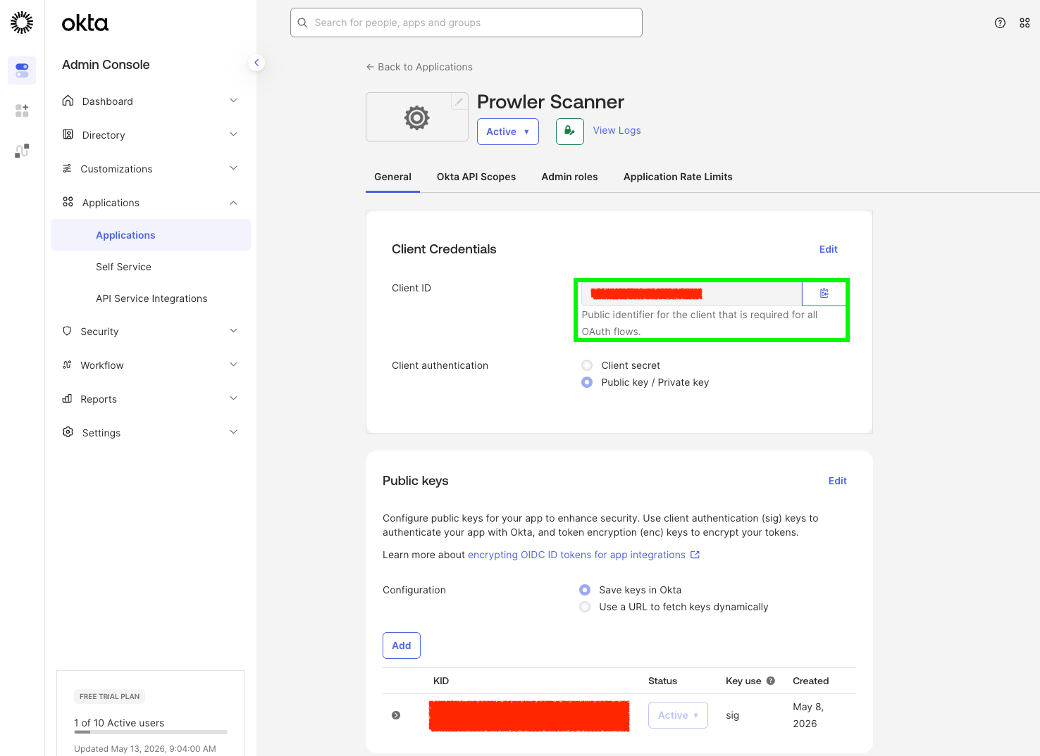 Okta — copy client id