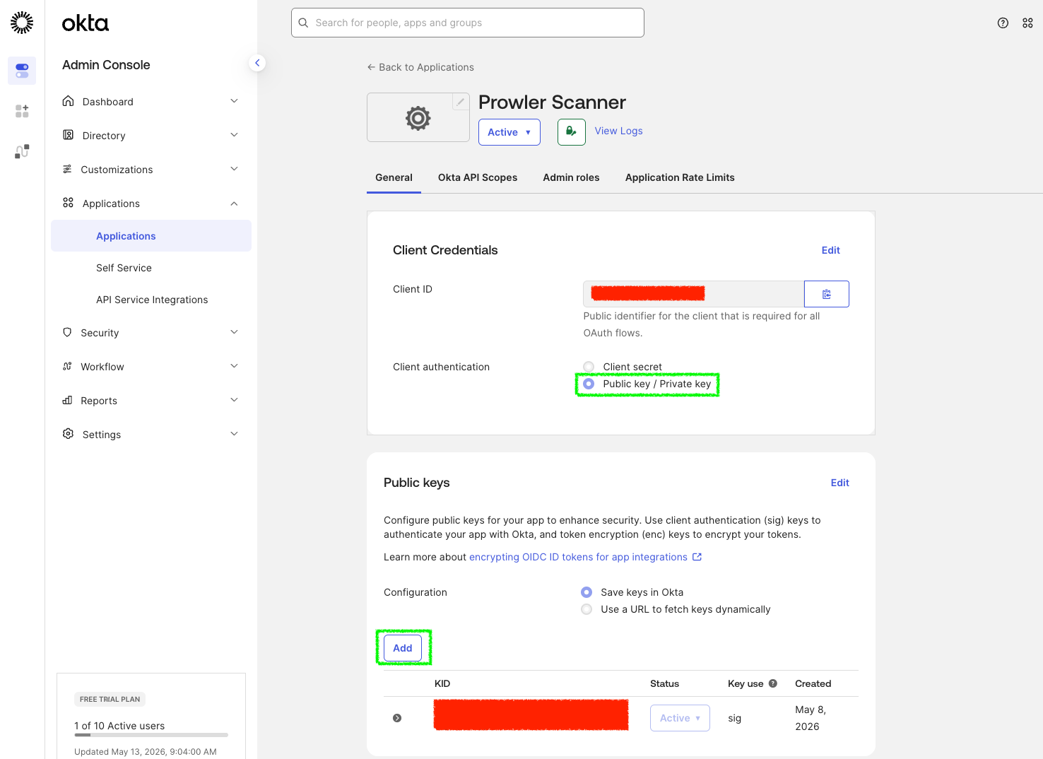 Okta — create Public Key