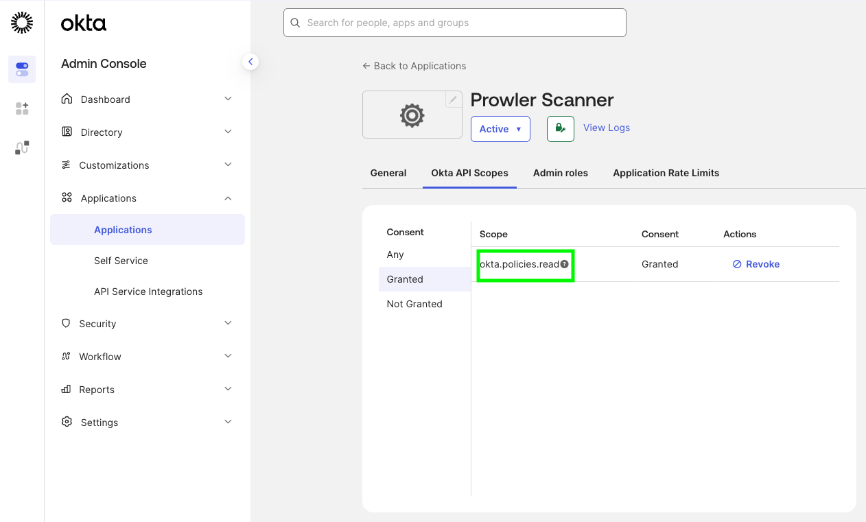 Okta — grant OAuth scopes