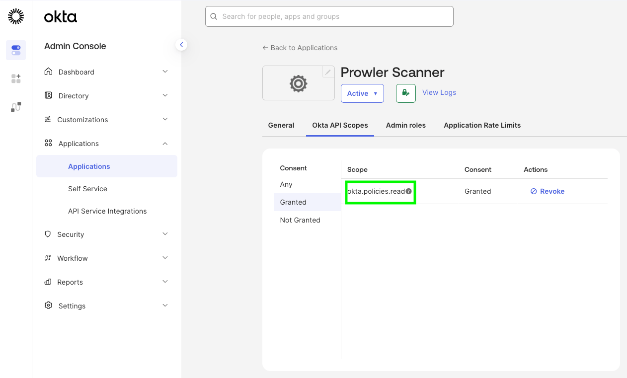 Okta — grant OAuth scopes