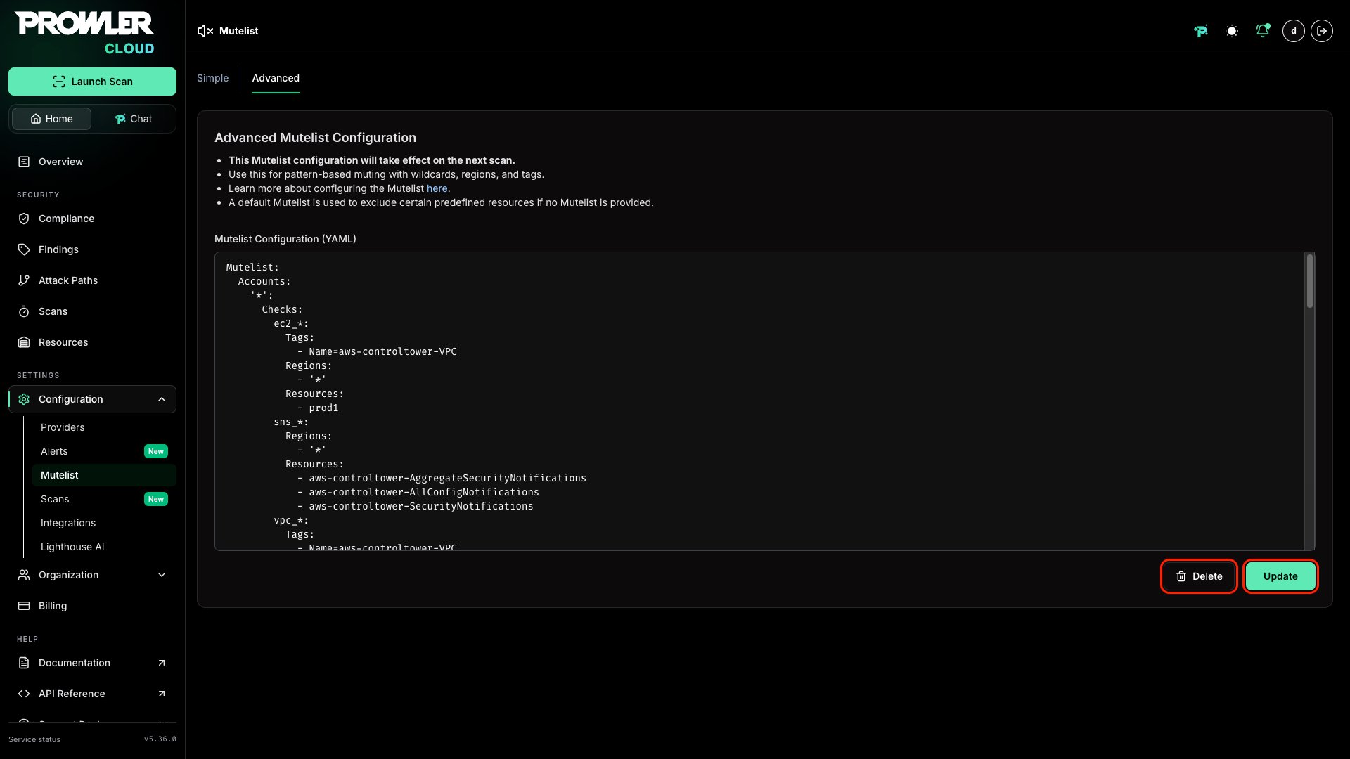 Remove or update configuration