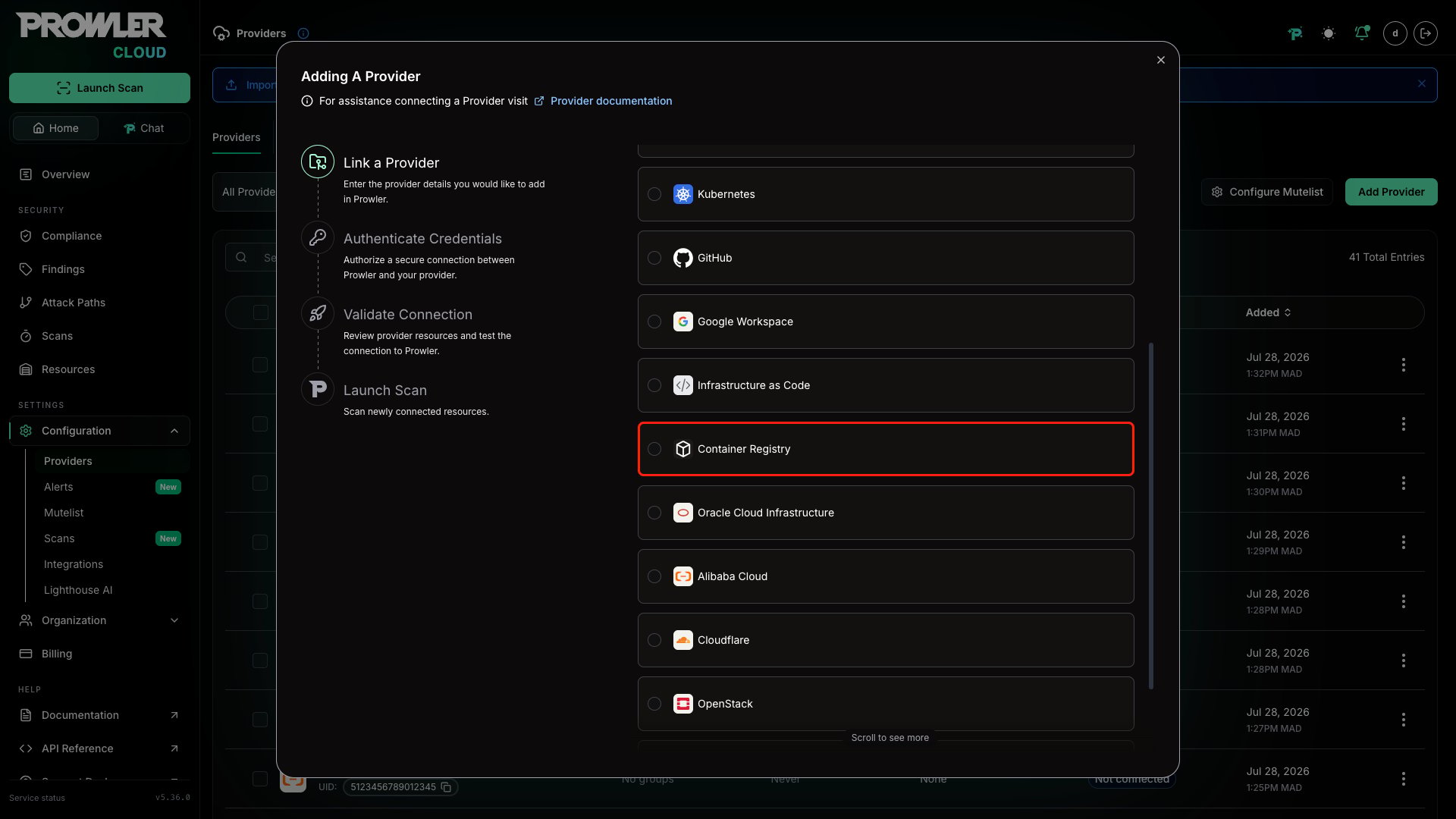 Select Container Registry