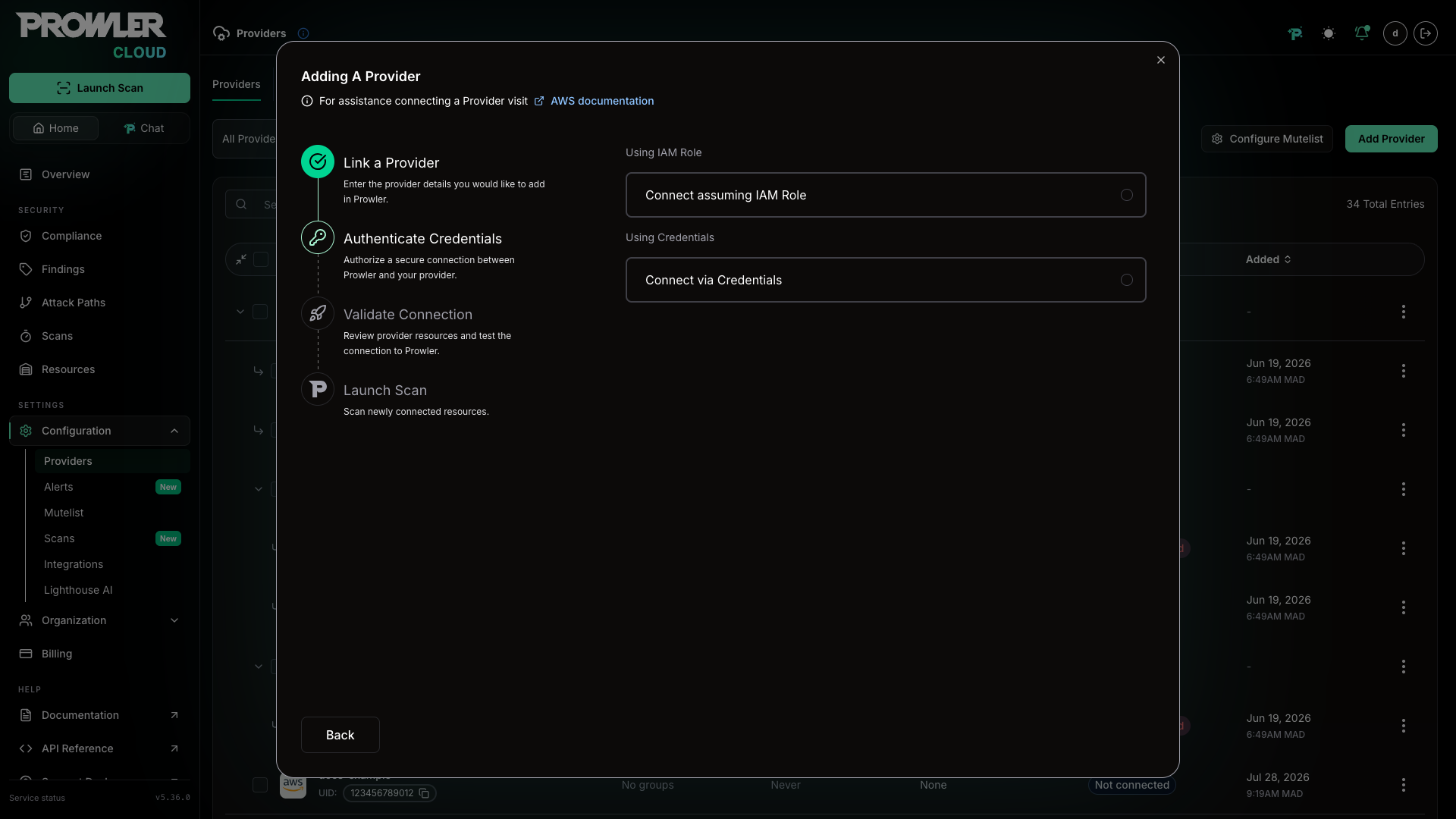 Select auth method