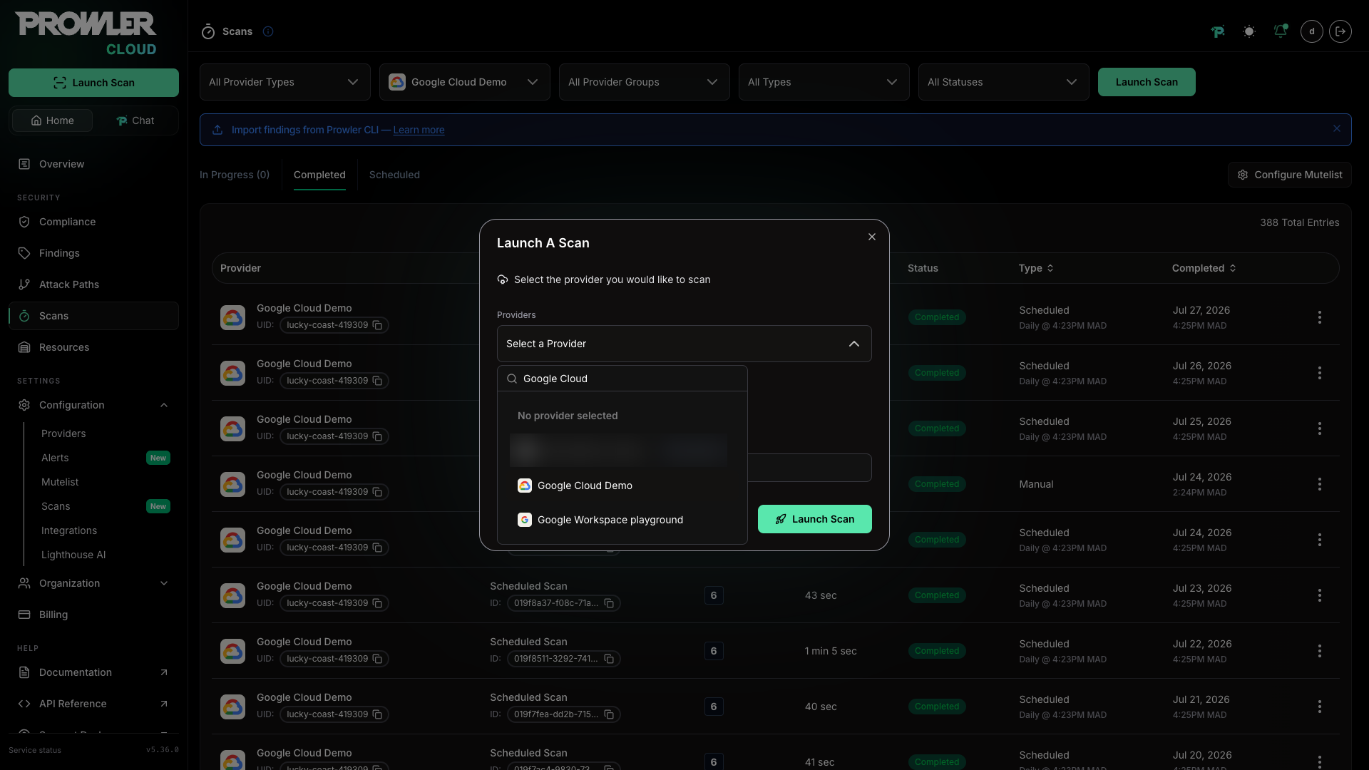 Launch Scan GCP