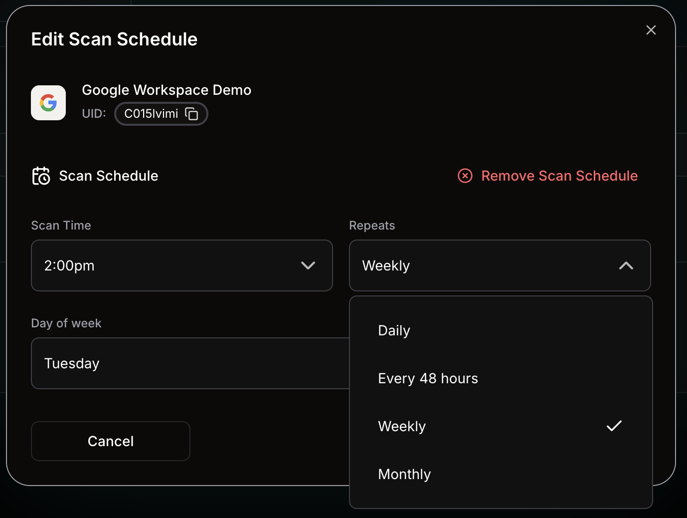 Schedule editor