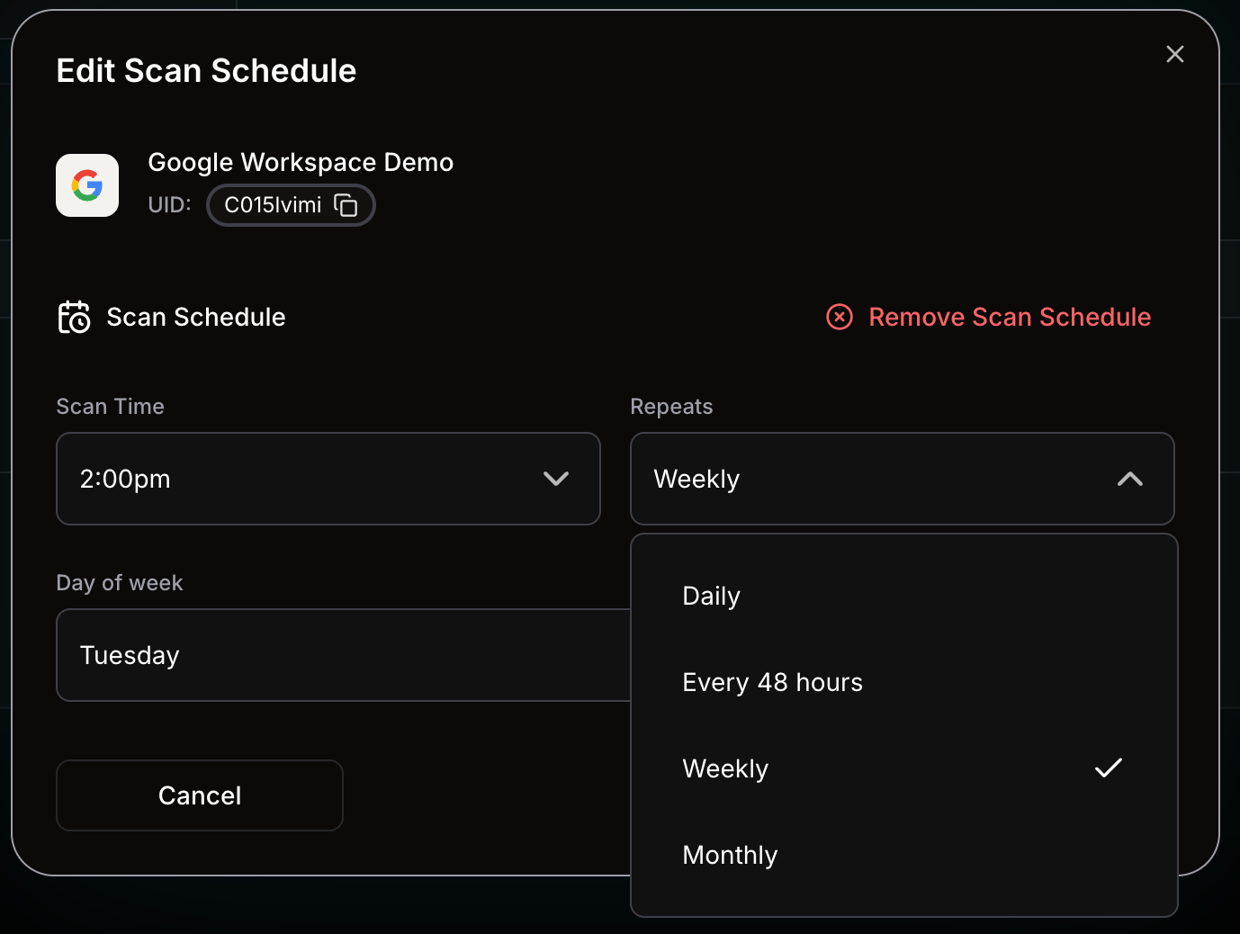 Schedule editor