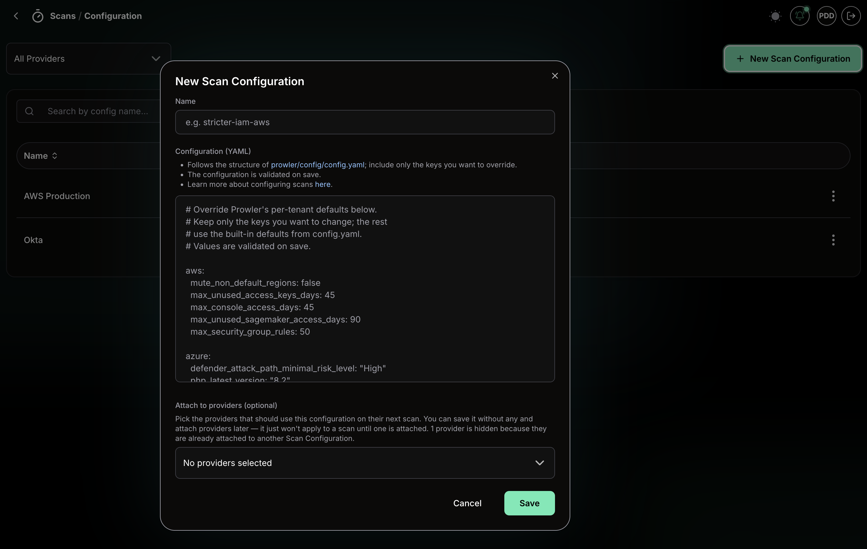 Scan configuration editor