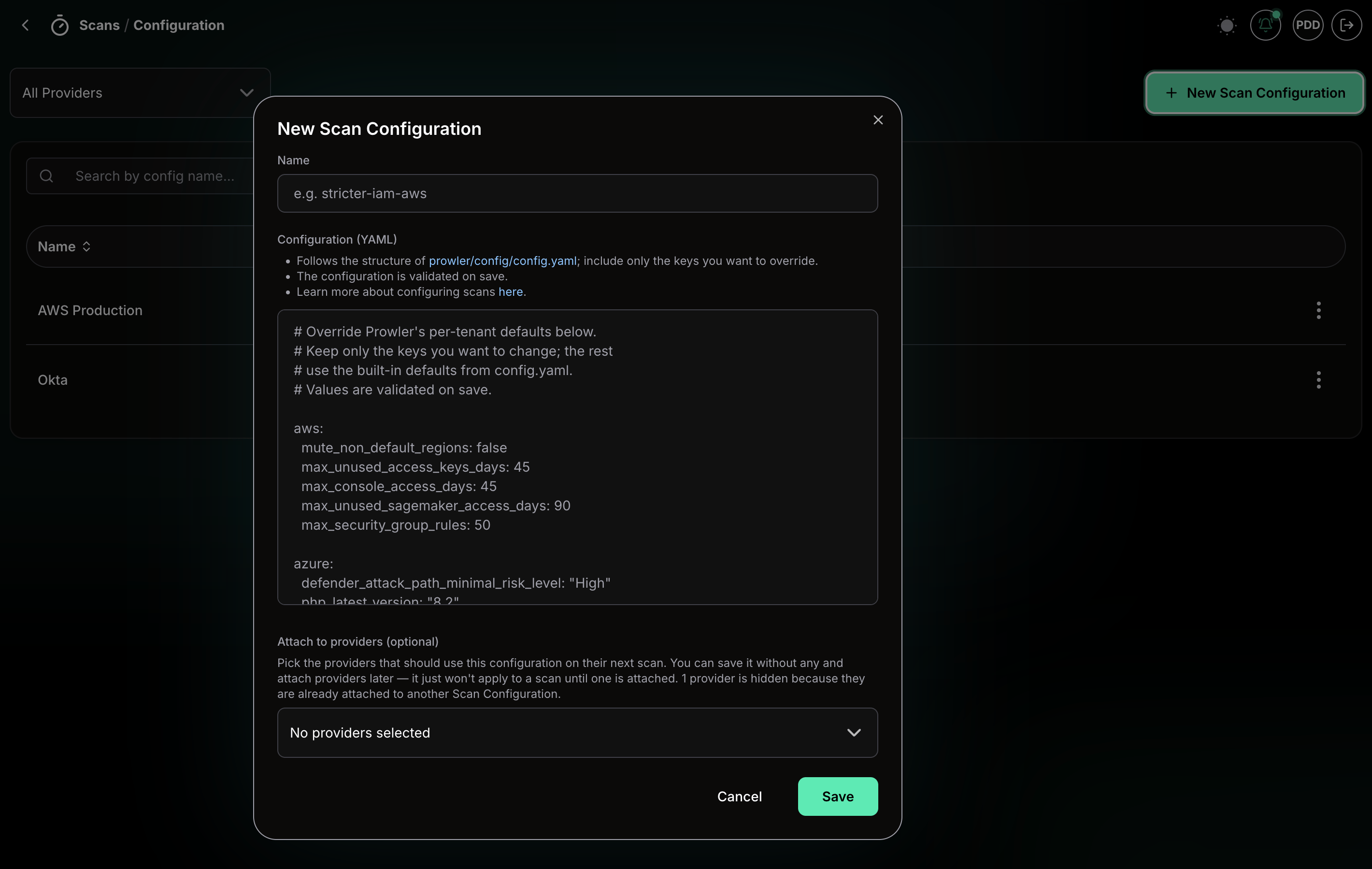 Scan configuration editor