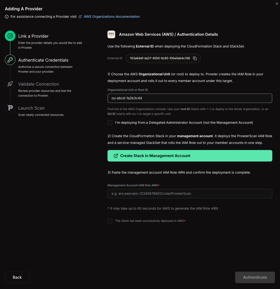 AWS Organizations onboarding wizard